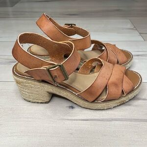 Boho Hippie Brown Leather Chunky Sandal size Uk3/Us5